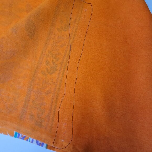 ORANGE Scarf Floral Motif Long Wide Rectangular - Picture 9 of 11